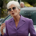 Emma Thompson The Sheep Detectives Purple Coat